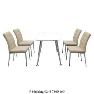 Bộ bàn ghế ăn B68 trắng