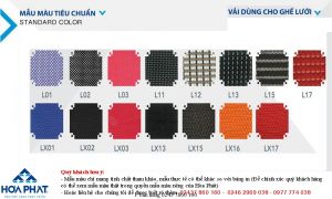 Bảng màu ghế lưới Hòa Phát