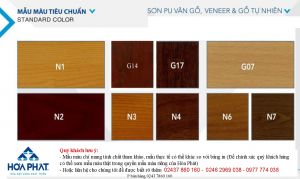 Bảng màu dòng sơn PU Hòa Phát